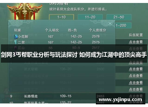 剑网3丐帮职业分析与玩法探讨 如何成为江湖中的顶尖高手